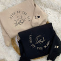 Custom Embroidered Live by The Sun, Love by The Moon Matching Hoodies for Couples