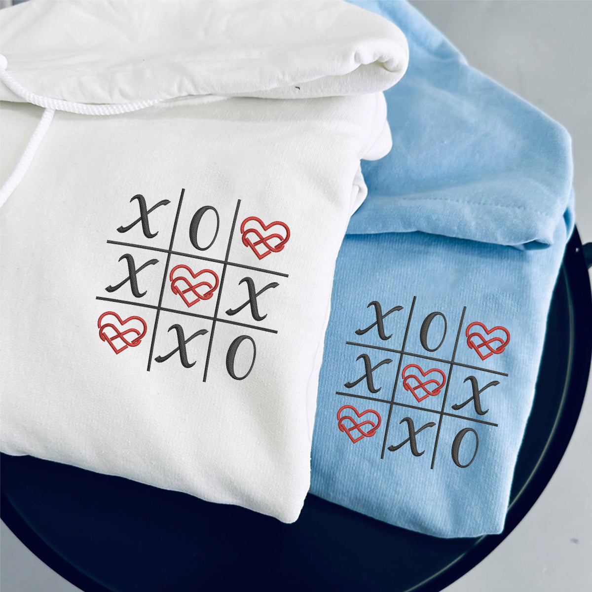 Custom Embroidered Love Always Wins Matching Hoodies for Couples