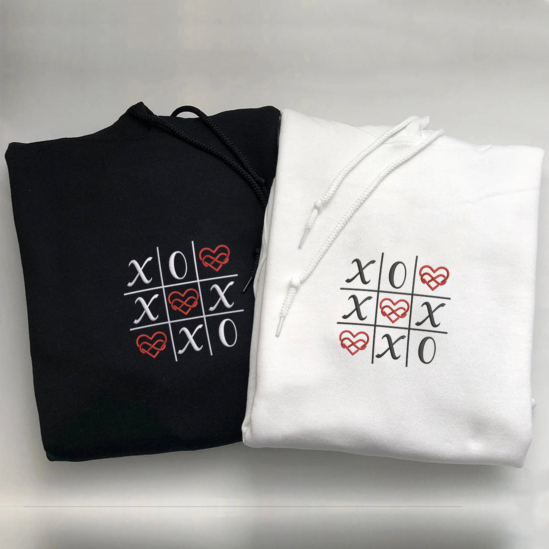 Custom Embroidered Love Always Wins Matching Hoodies for Couples