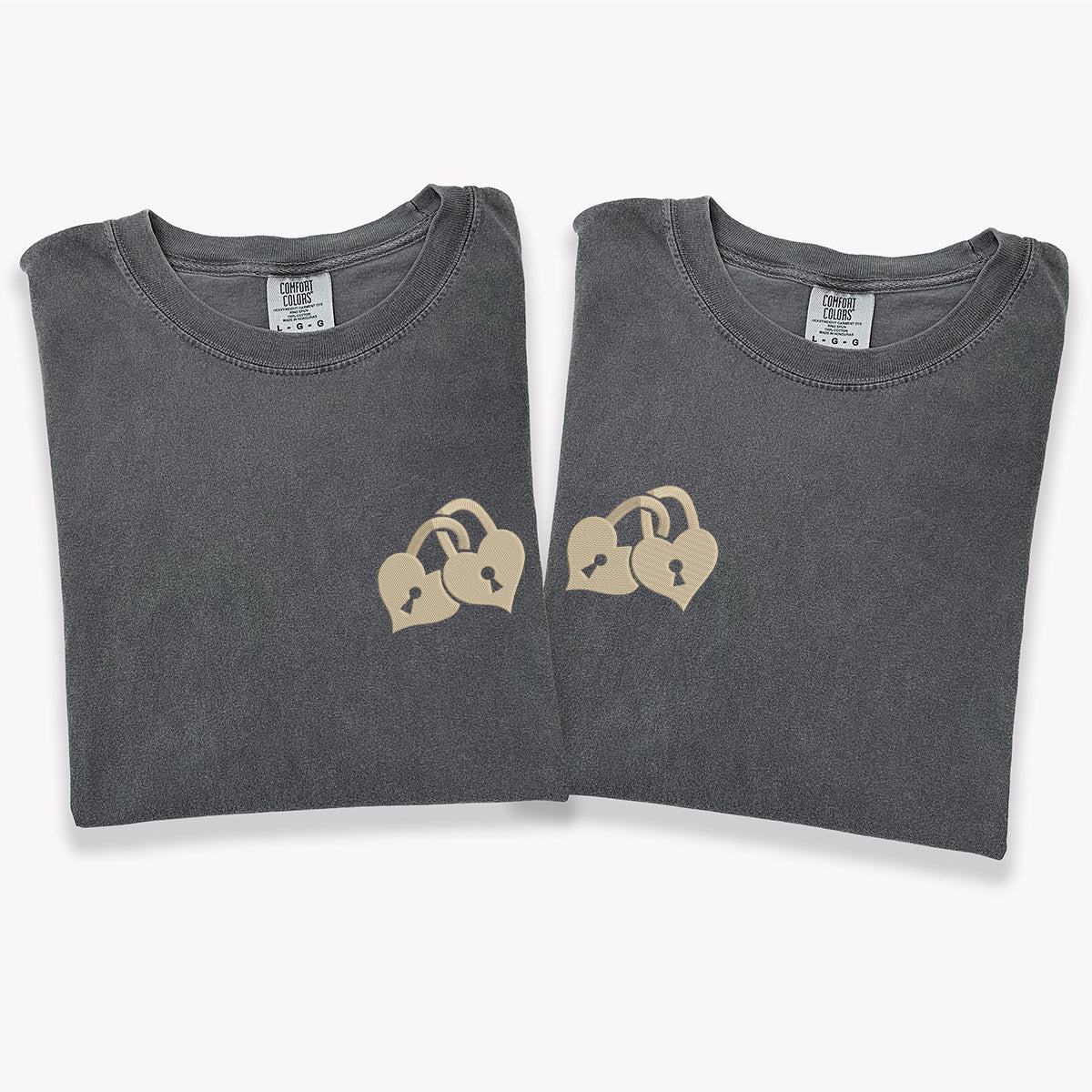 Custom Embroidered Love Padlock Matching T-shirts for Couples
