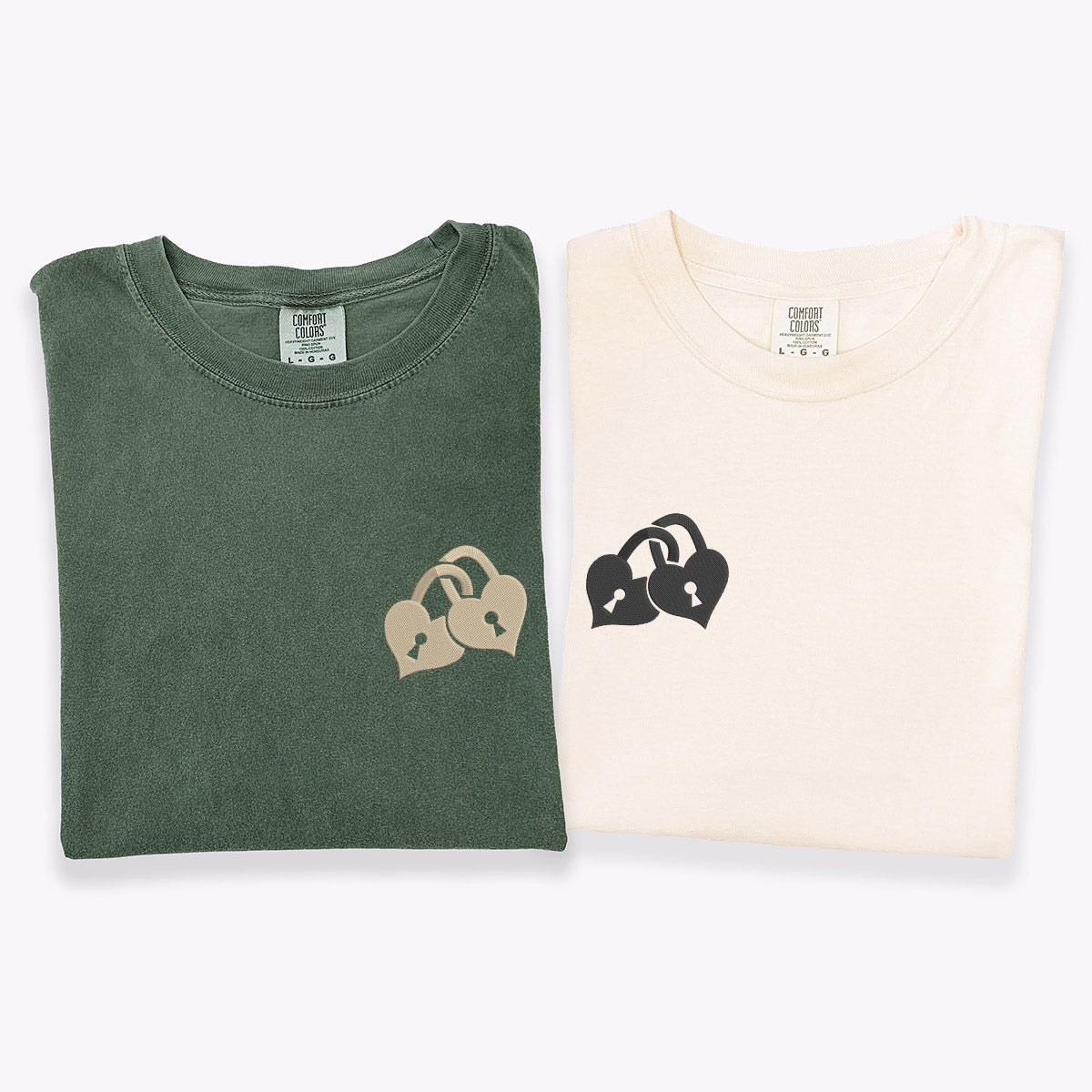 Custom Embroidered Love Padlock Matching T-shirts for Couples