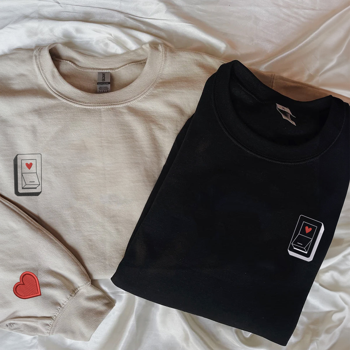 Custom Embroidered Love Switch Matching Hoodies for Couples