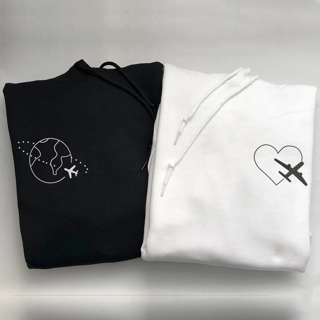 Custom Embroidered Love Travelling Matching Hoodies for Couples