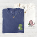 Custom Embroidered Lovely Dinosaur Roman Numeral Matching T-shirts for Couples