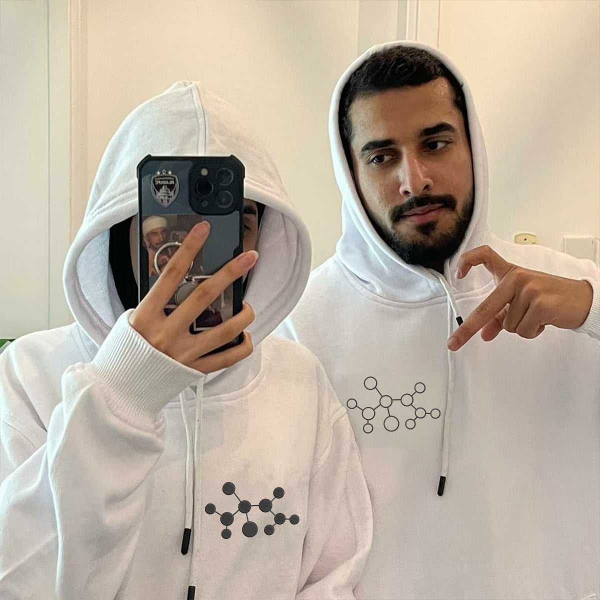 Custom Embroidered Molecule Matching Hoodies for Couples