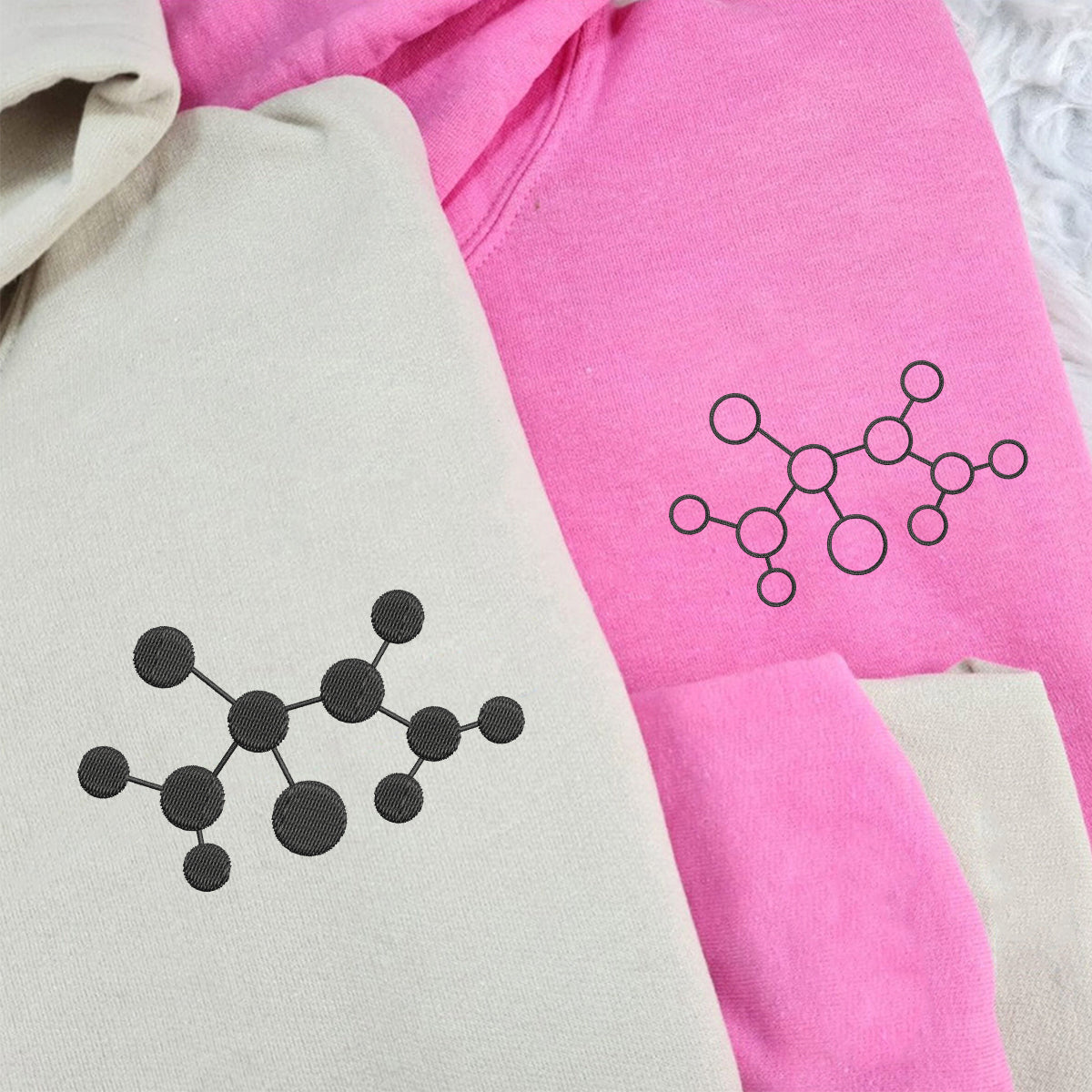 Custom Embroidered Molecule Matching Hoodies for Couples