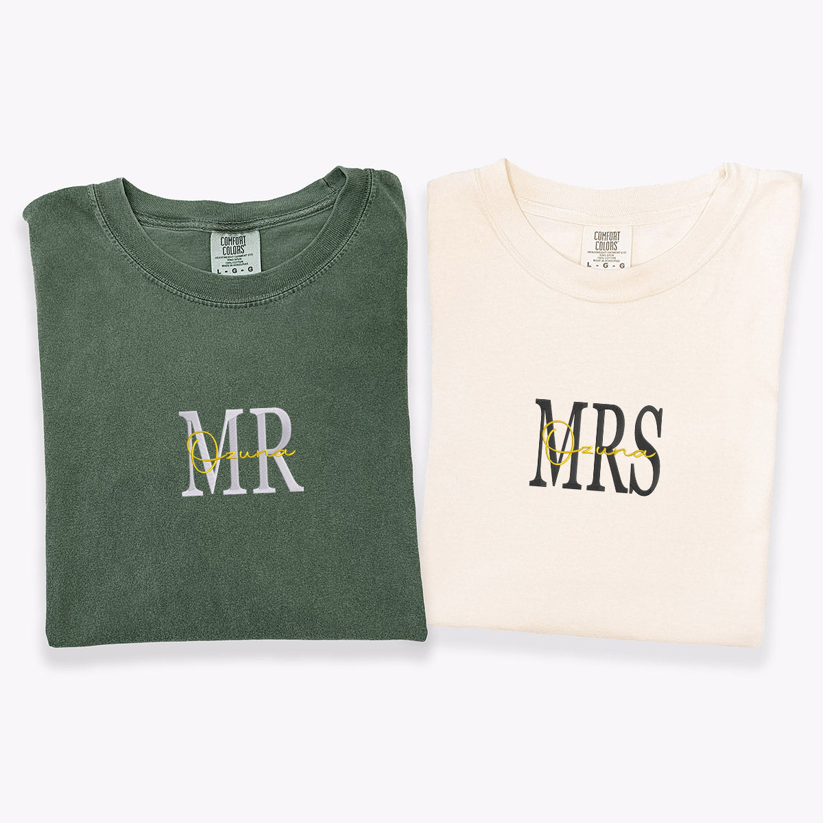 Custom Embroidered Mr & Mrs Matching T-shirts for Couples