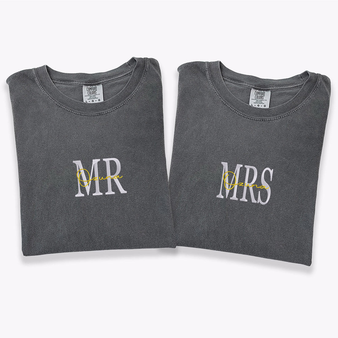 Custom Embroidered Mr & Mrs Matching T-shirts for Couples