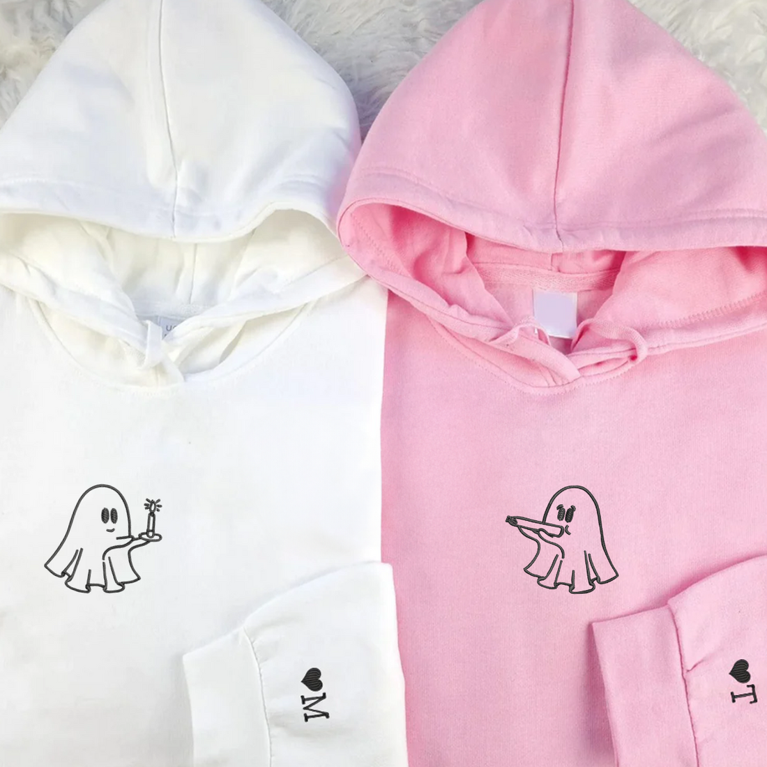 Custom Embroidered Need a Light Stoner Ghosts Matching Hoodies for Couples