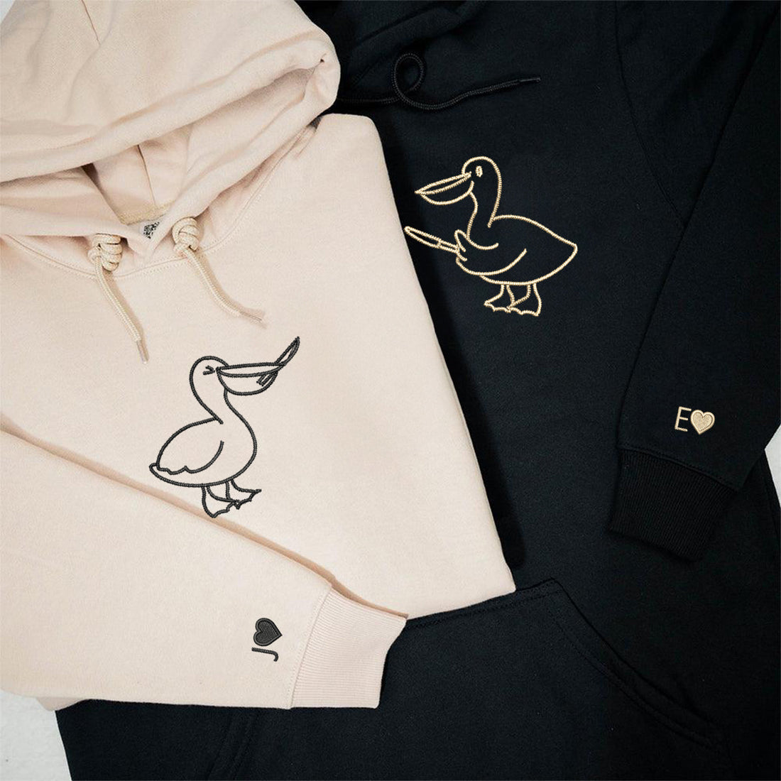 Custom Embroidered Pelican Knives Matching Hoodies for Couples