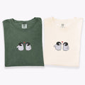 Custom Embroidered Penguin Love Matching T-shirts for Couples