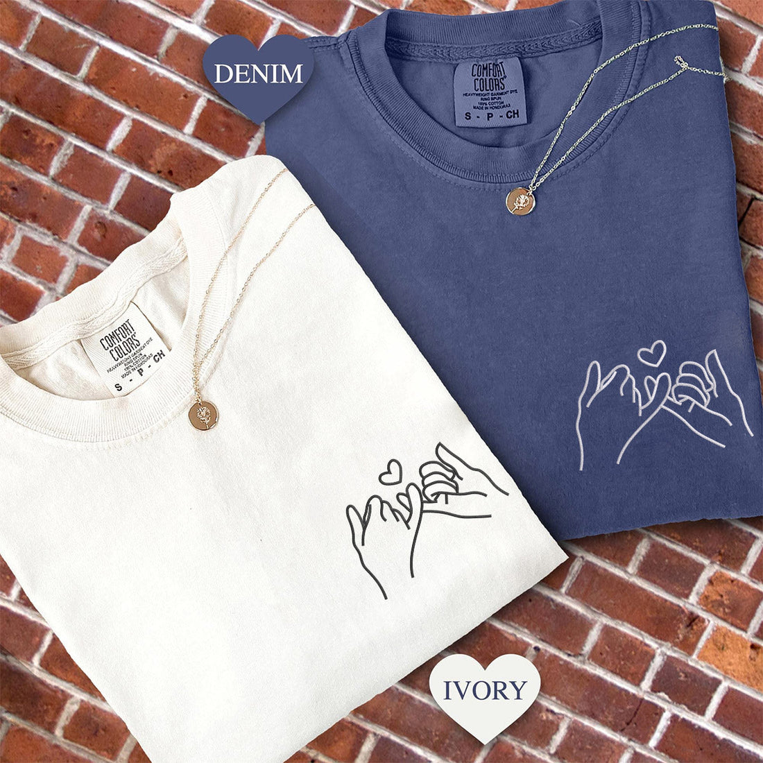 Custom Embroidered Pinky Promise Matching T-shirts for Couples