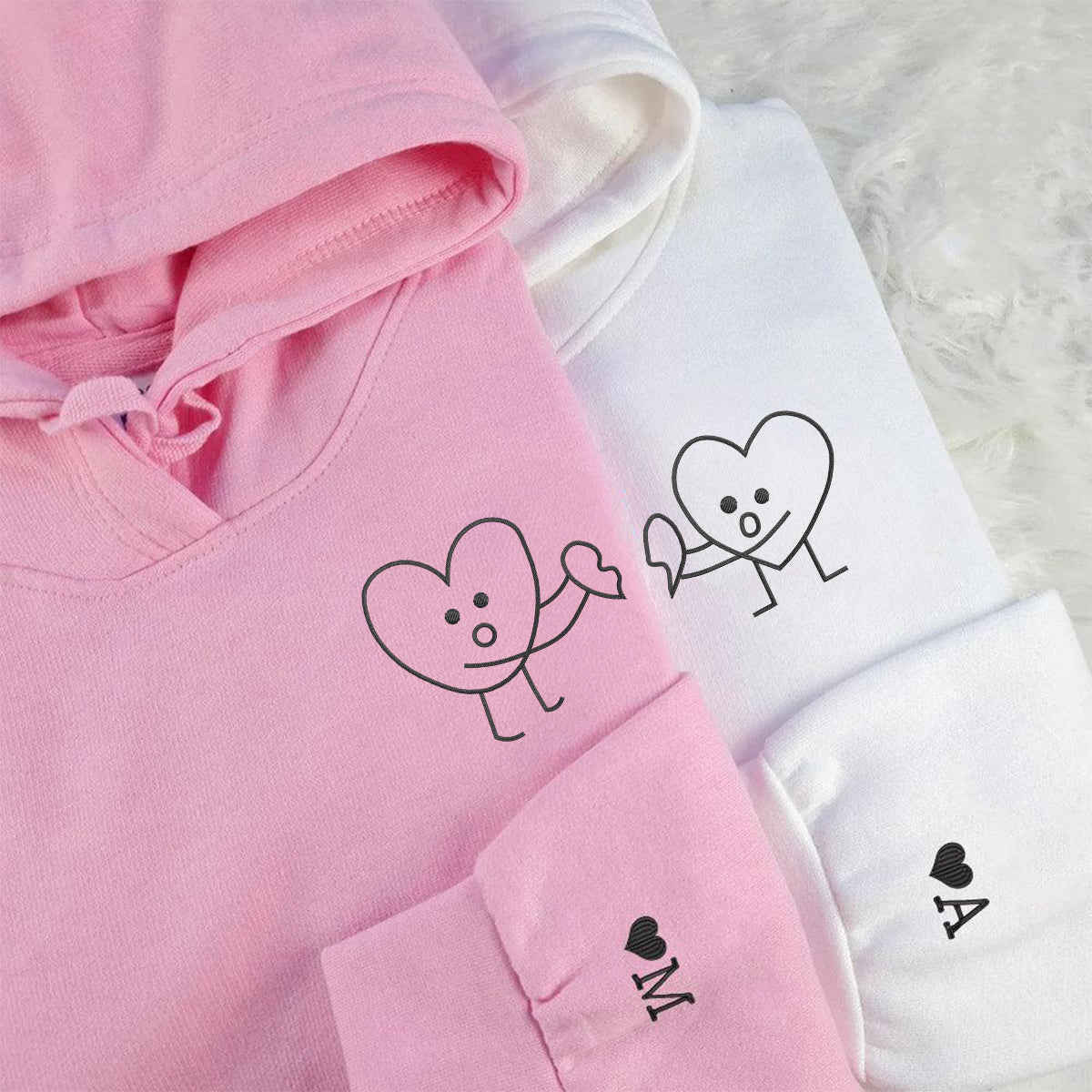Custom Embroidered Platonic Love Matching Hoodies for Couples