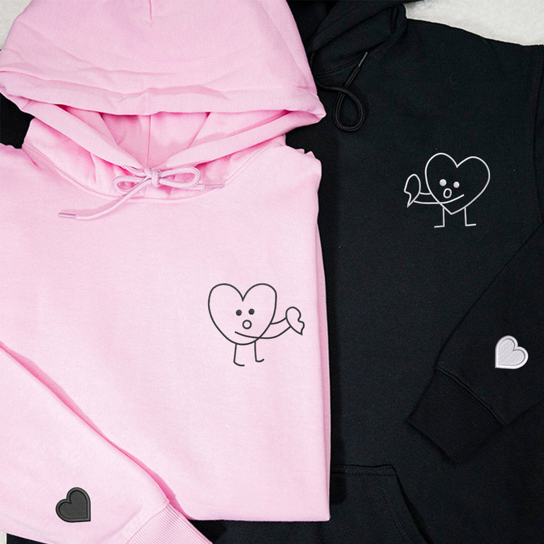 Custom Embroidered Platonic Love Matching Hoodies for Couples