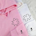 Custom Embroidered Puzzle Love Matching Hoodies for Couples