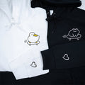 Custom Embroidered Skateboard Froggy and Ducky Matching Hoodies for Couples