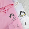 Custom Embroidered Skateboard Penguin Matching Hoodies for Couples