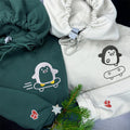 Custom Embroidered Skateboard Penguin Matching Hoodies for Couples