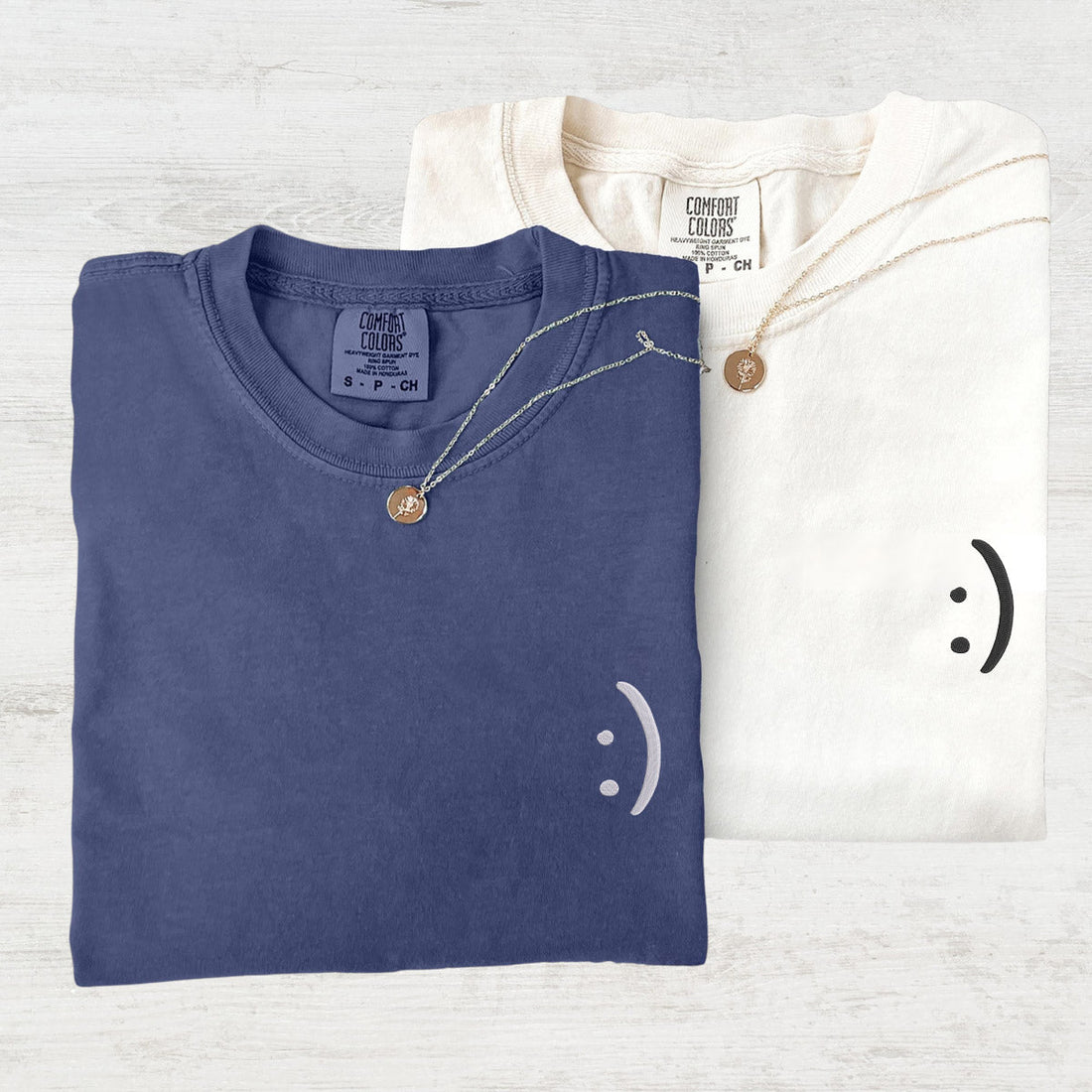 Custom Embroidered Smile Face Matching T-shirts for Couples