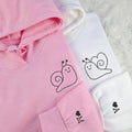 Custom Embroidered Snail Love Matching Hoodies for Couples