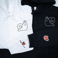 Custom Embroidered Snail Love Matching Hoodies for Couples