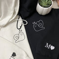Custom Embroidered Snail Love Matching Hoodies for Couples