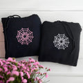 Custom Embroidered Spiderweb Star Matching Hoodies for Couples