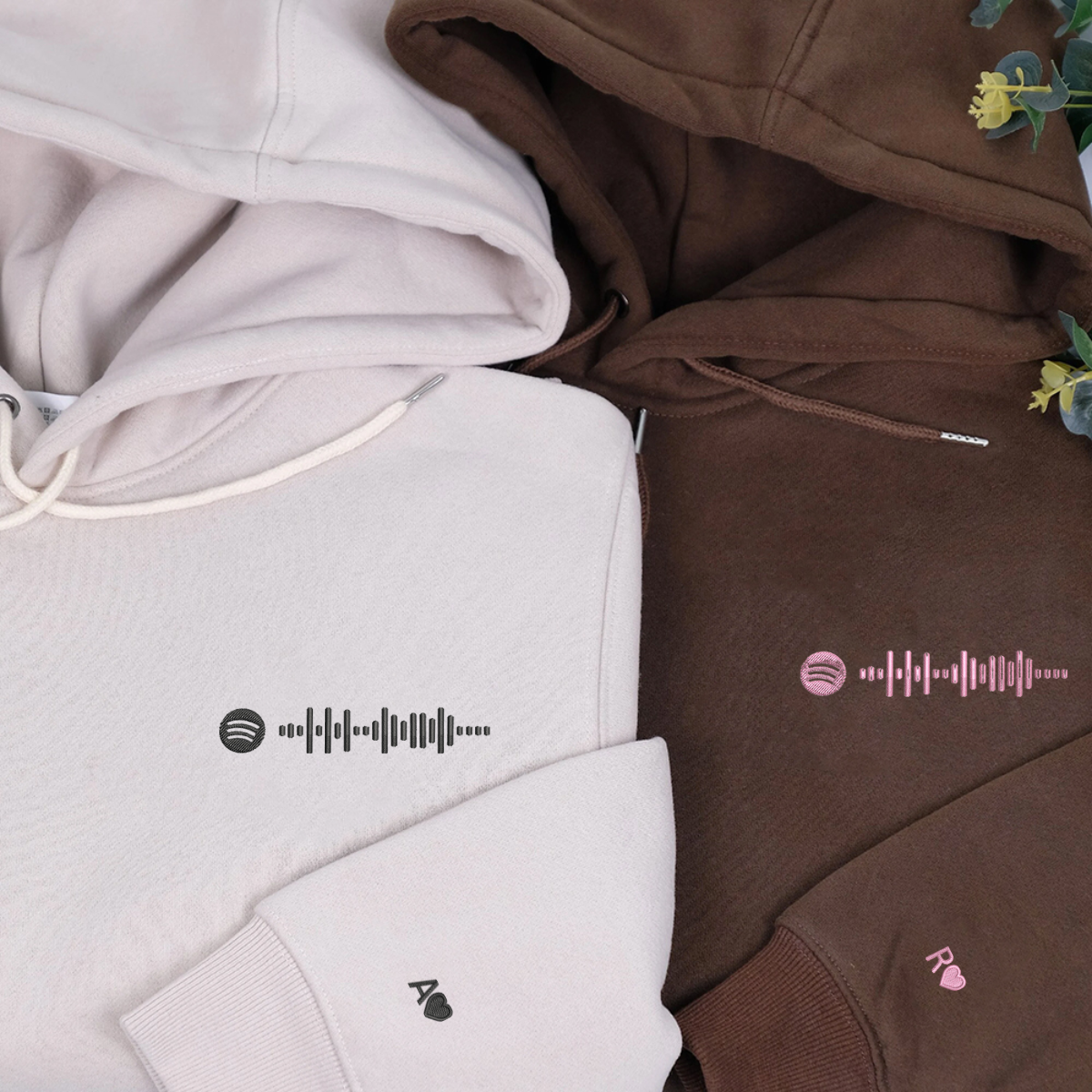 Custom Embroidered Spotify Code Matching Hoodies for Couples