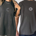 Custom Embroidered Sun and Moon Matching T-shirts for Couples