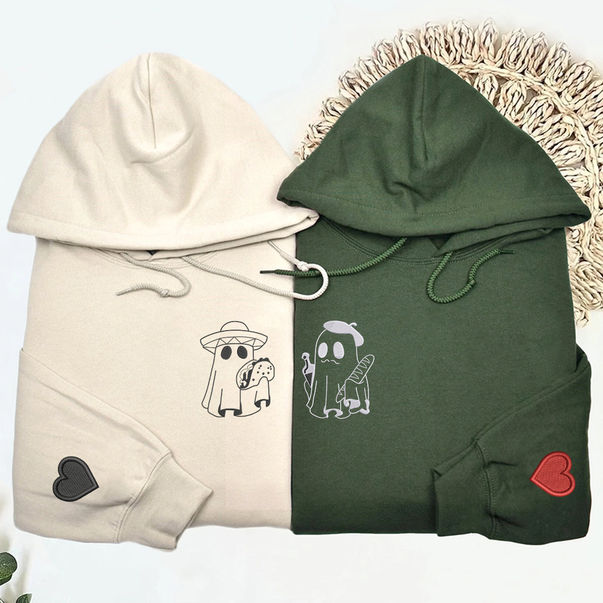 Custom Embroidered Taco or Bread Matching Hoodies for Couples