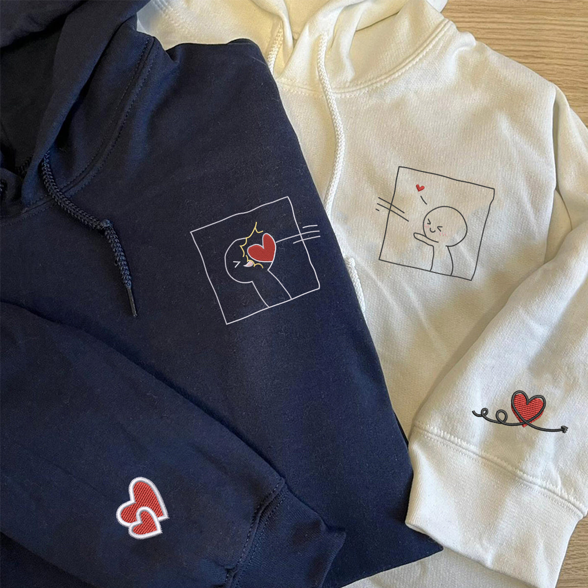 Custom Embroidered Take My Heart Matching Hoodies for Couples