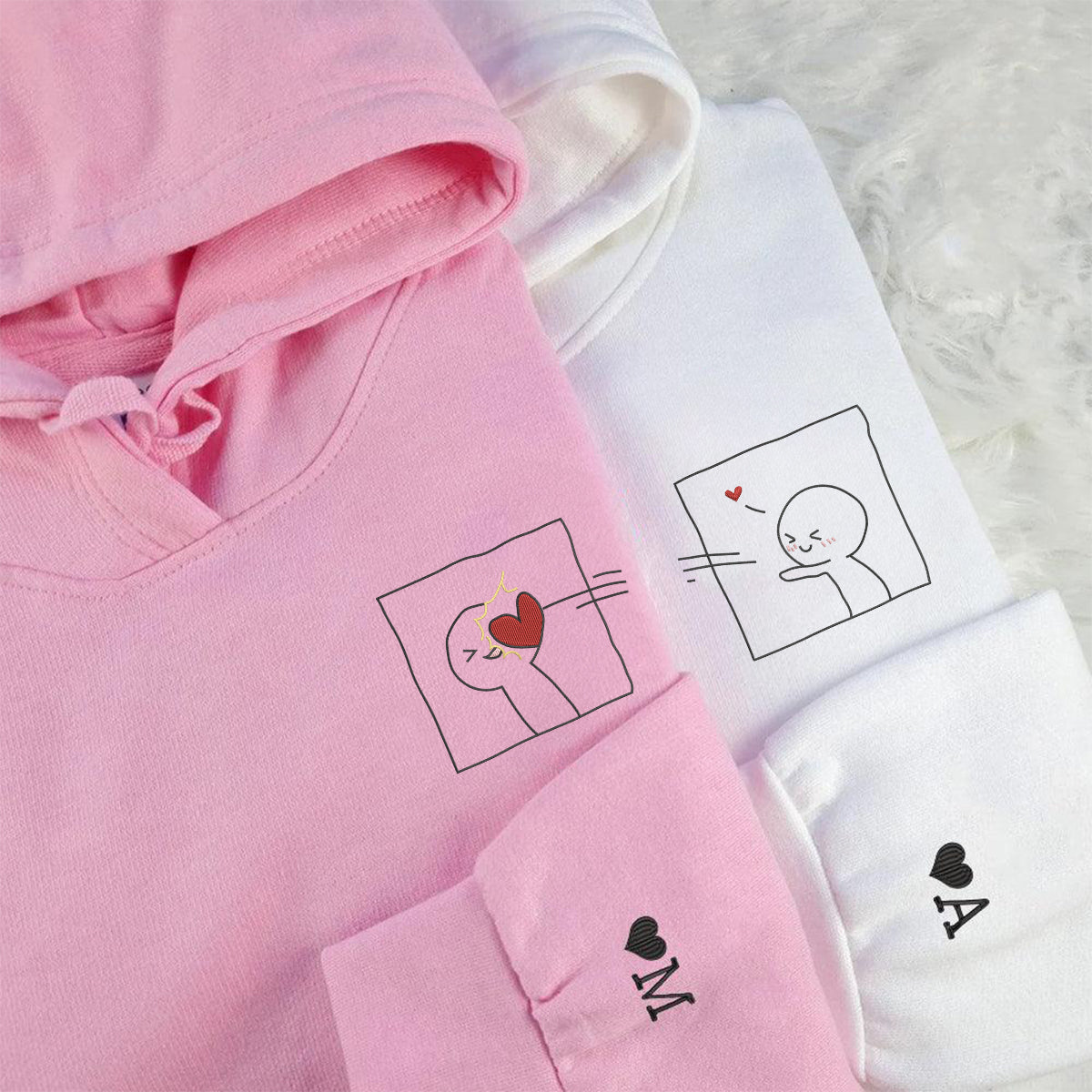 Custom Embroidered Take My Heart Matching Hoodies for Couples