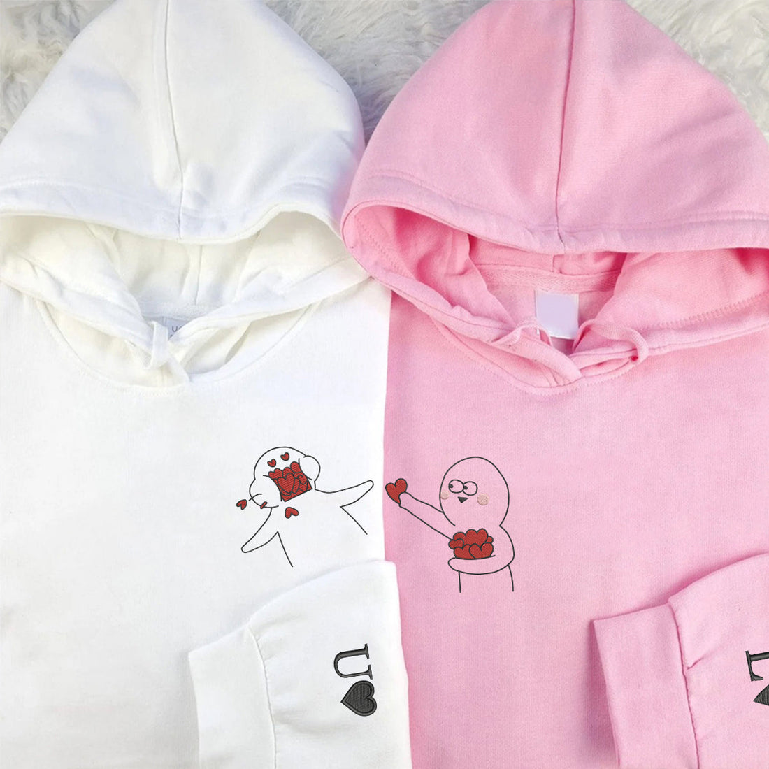 Custom Embroidered Take My Love Matching Hoodies for Couples