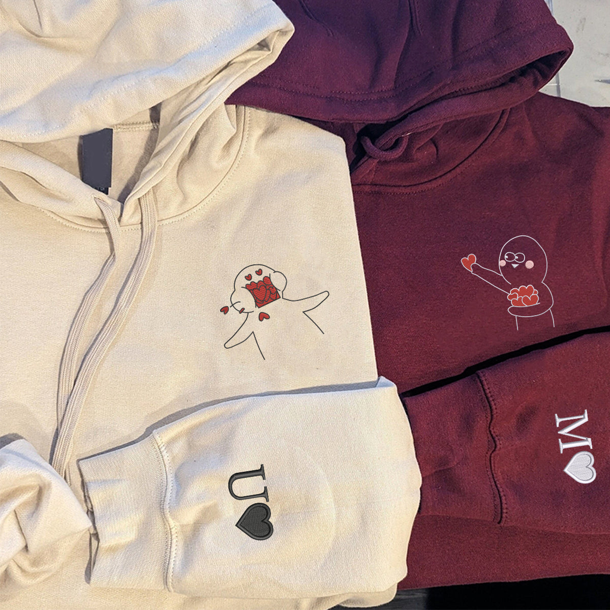 Custom Embroidered Take My Love Matching Hoodies for Couples