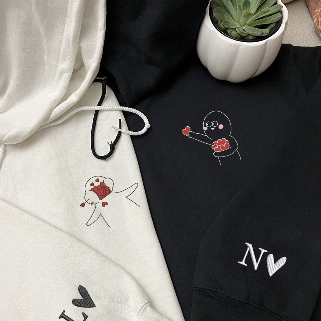 Custom Embroidered Take My Love Matching Hoodies for Couples