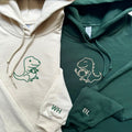 Custom Embroidered Tea Rex Matching Hoodies for Couples
