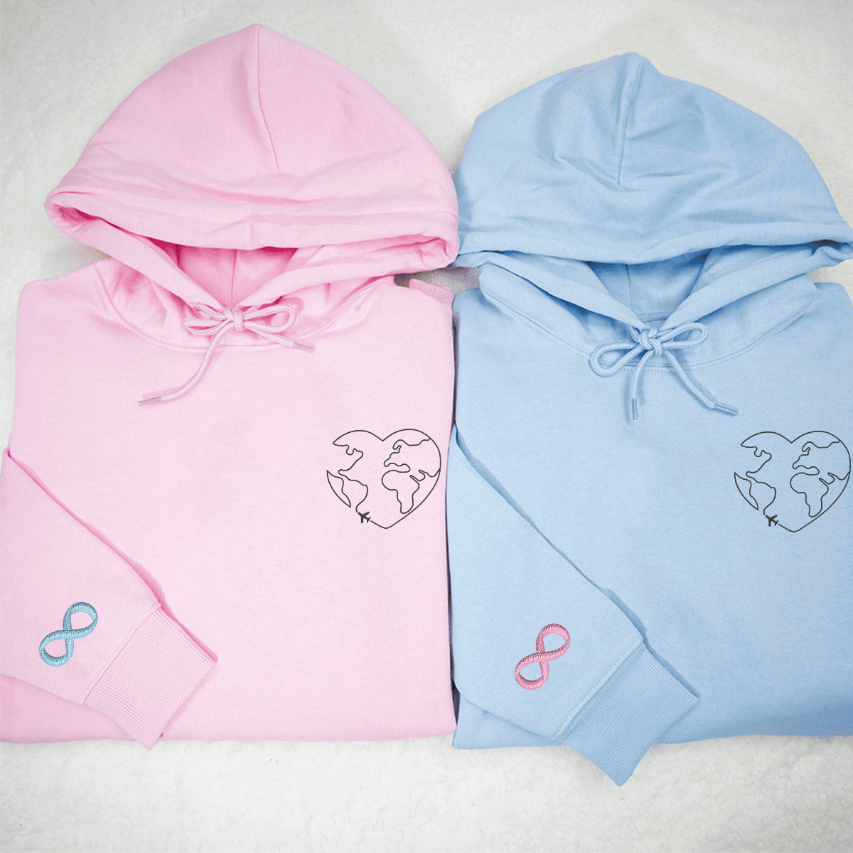 Custom Embroidered Travel Lovers Matching Hoodies for Couples
