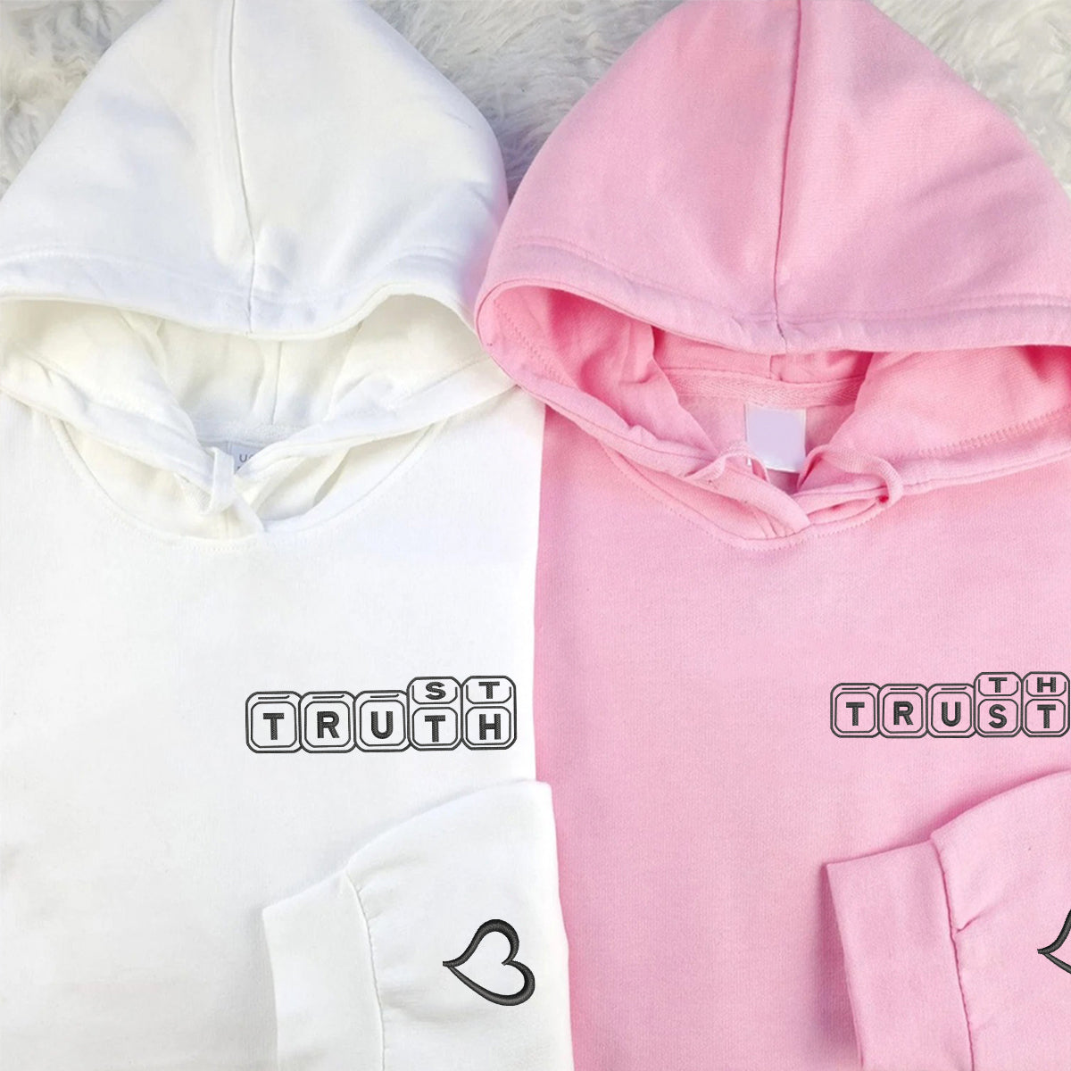 Custom Embroidered Trust and Truth in Love Matching Hoodies for Couples