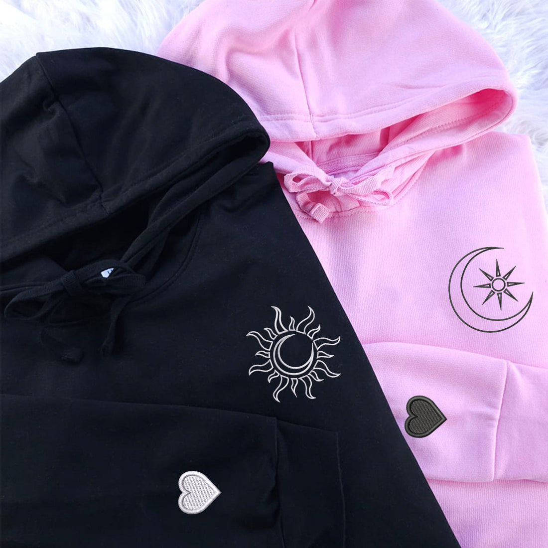 Custom Embroidered Two in One Matching Hoodies for Couples