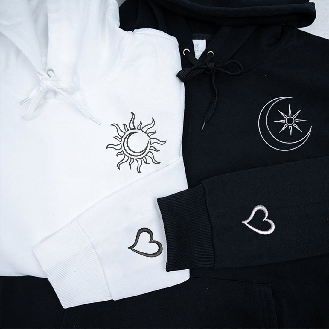 Custom Embroidered Two in One Matching Hoodies for Couples