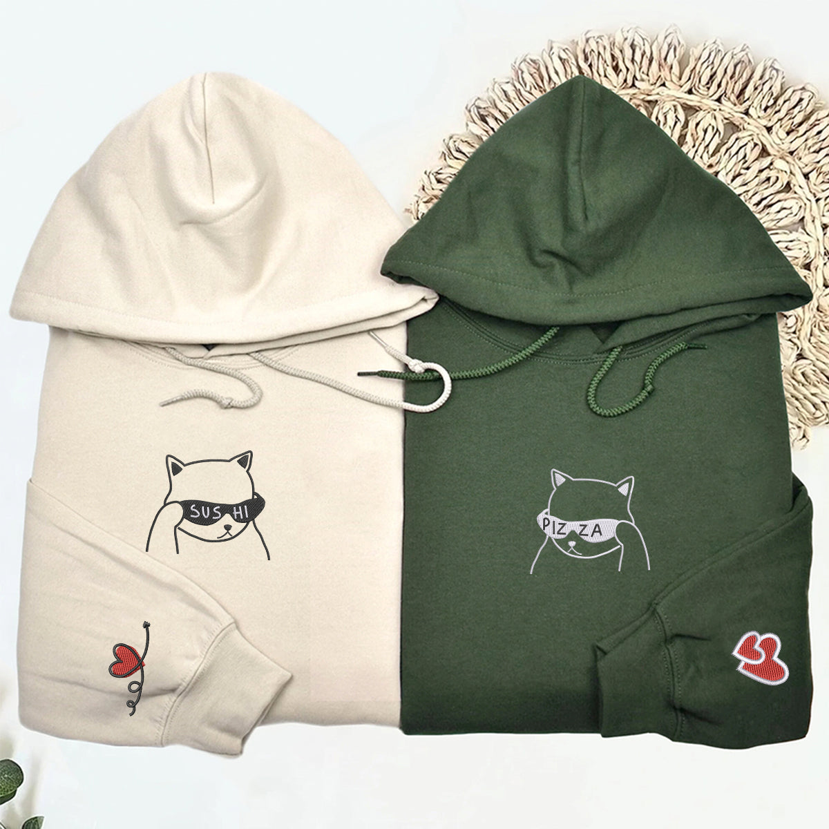Custom Embroidered What Are We Eating Today Matching Hoodies for Couples