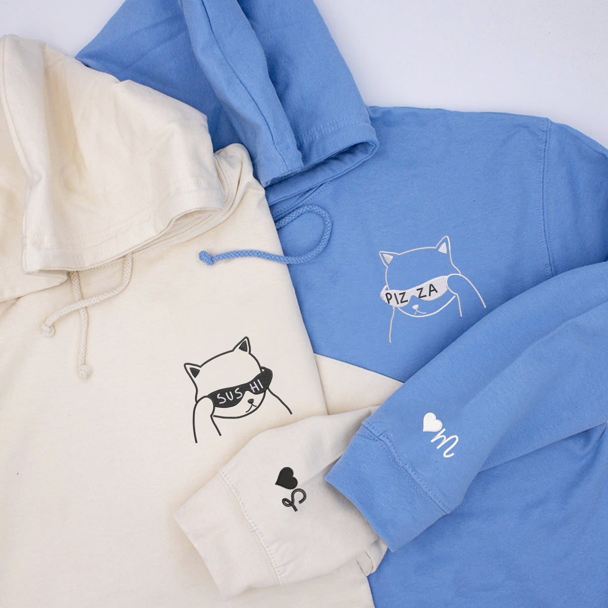 Custom Embroidered What Are We Eating Today Matching Hoodies for Couples