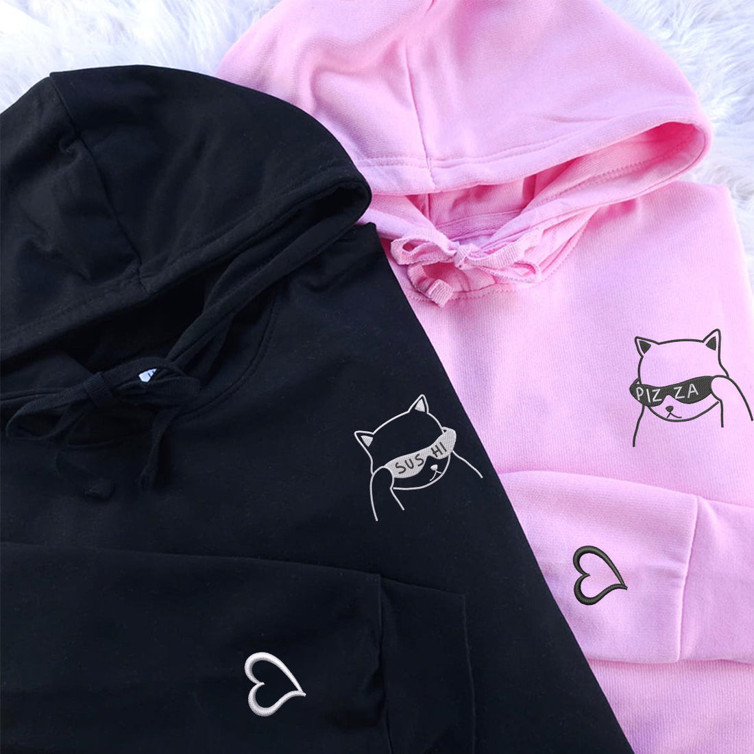 Custom Embroidered What Are We Eating Today Matching Hoodies for Couples