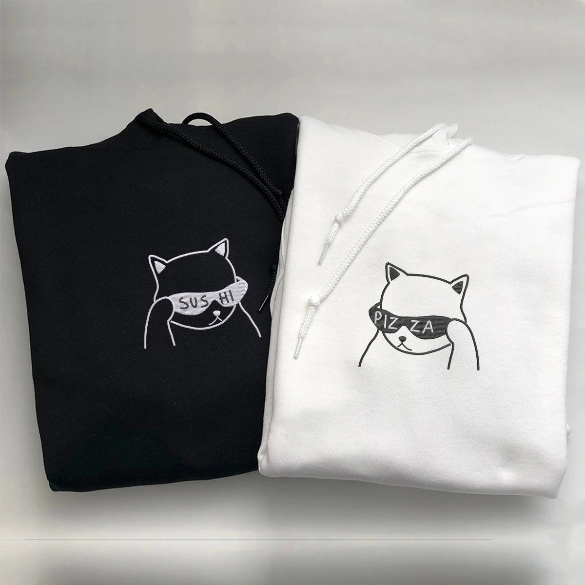 Custom Embroidered What Are We Eating Today Matching Hoodies for Couples