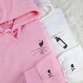 Custom Embroidered Wine Connecting People Matching Hoodies for Couples