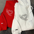 Custom Embroidered Worm Heart Matching Hoodies for Couples