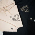 Custom Embroidered Worm Heart Matching Hoodies for Couples