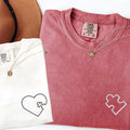 Custom Embroidered You Complete Me Heart Puzzle Matching T-shirts for Couples