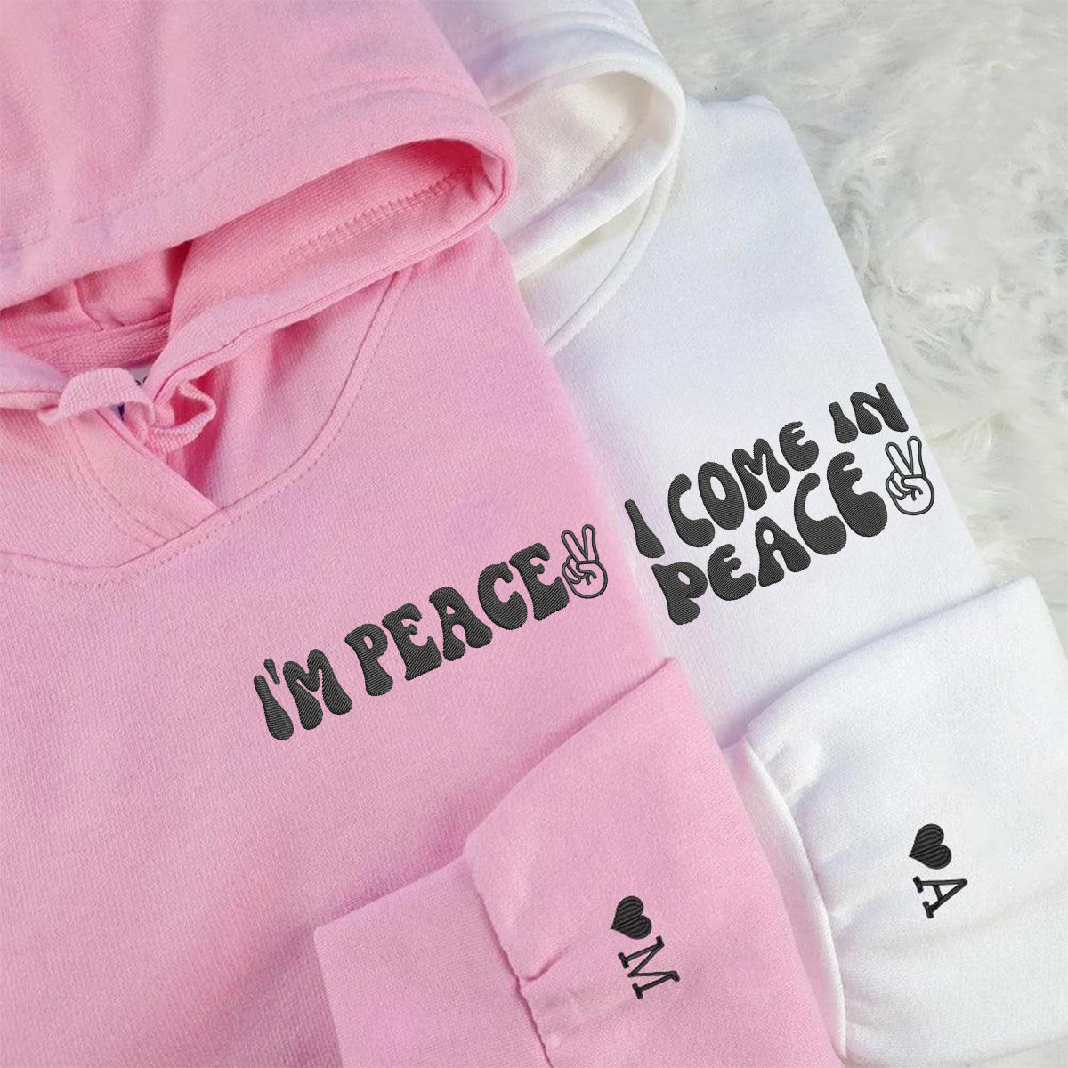 Custom I Come In Peace Hoodie, Matching Embroidered Hoodie for Couple