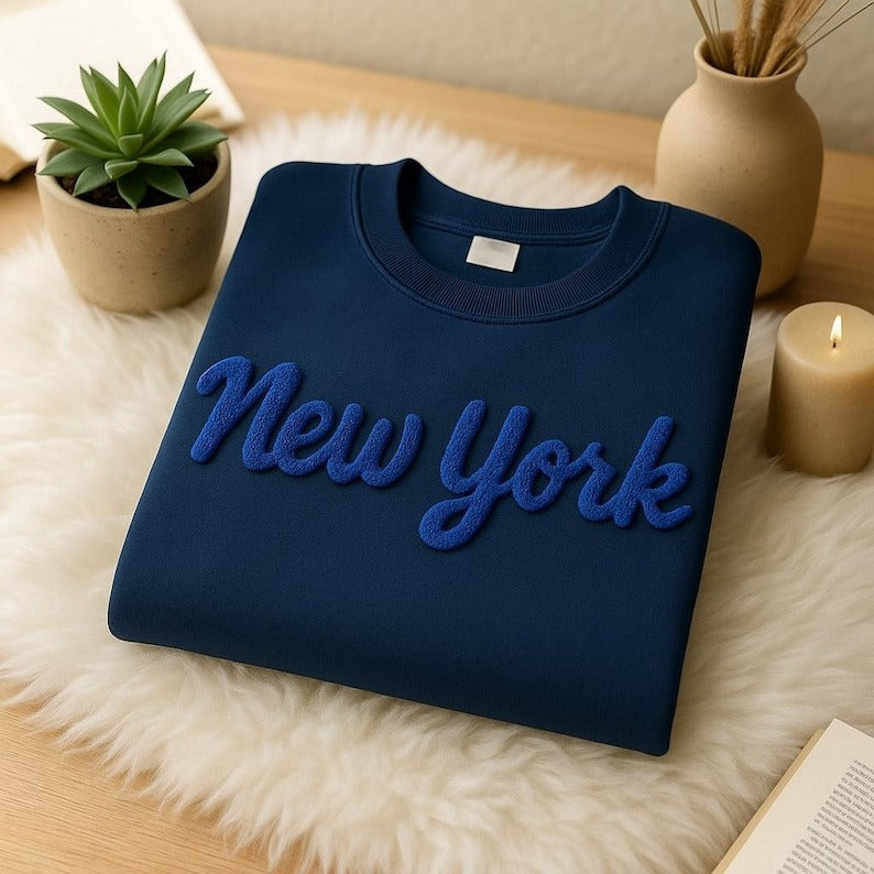 Customized Chenille Yarn Embroidered Sweatshirt, Embroidery Team Spirit T-shirt, Custom Name Family Hoodie, Football Love Shirt, Camp Tee